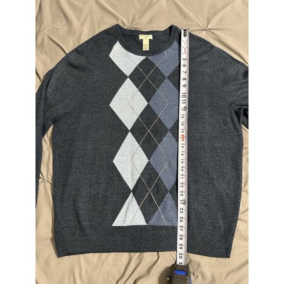 DOCKERS’ Mens Size XXL Blue Argyle Diamond Print Knit Sweater Crew Neck Pullover - Picture 7 of 8